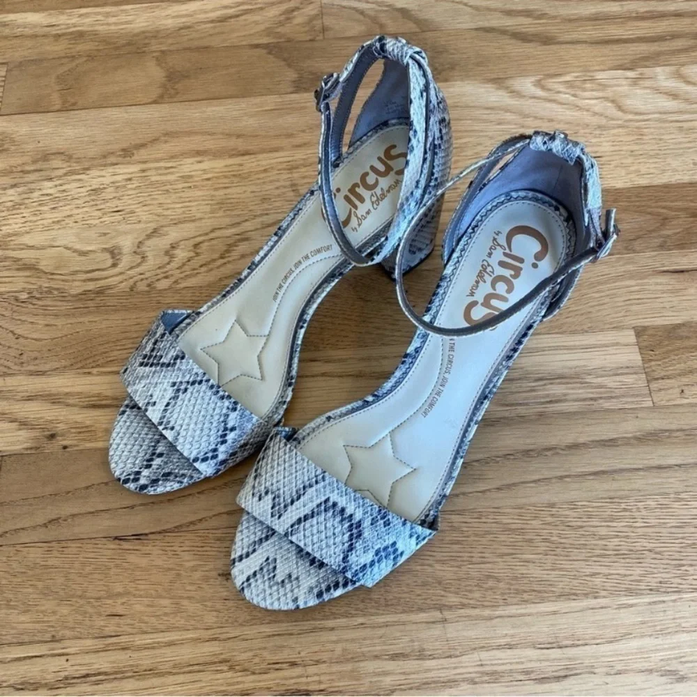 Circus by Sam Edelman Oleana Snakeskin Embossed Leather Stack Heel Size 9.5